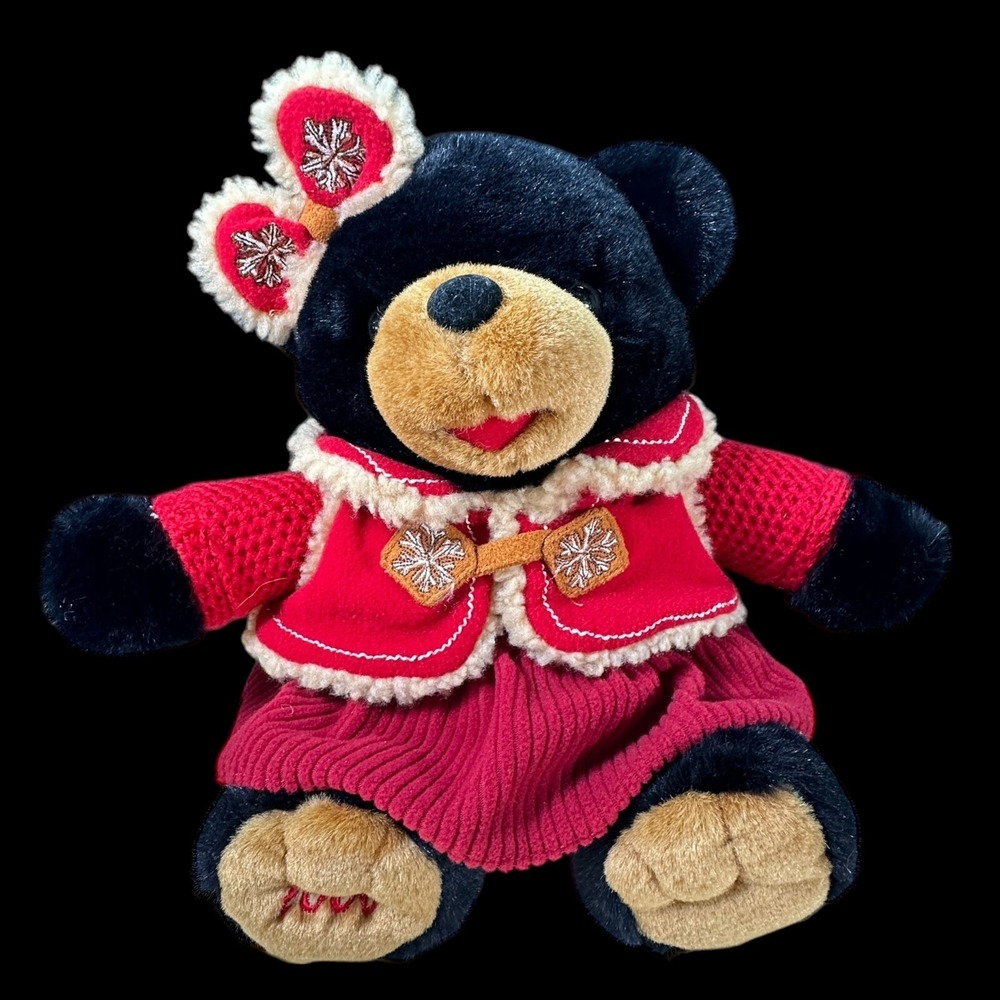 Dan Dee Snowflake Teddy Black Bear 2006‎ in Red Clothing